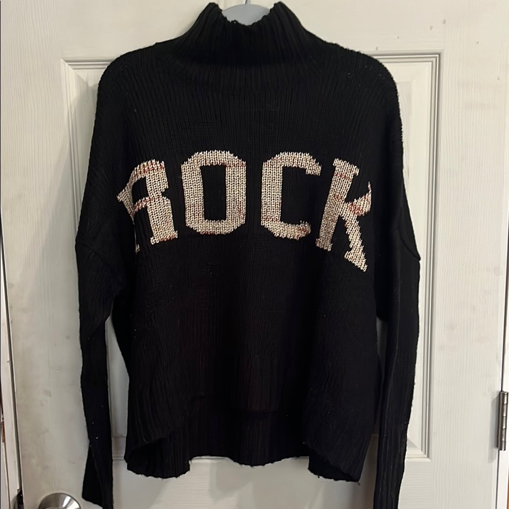 Elan Black and White Cowl Neck Sweater